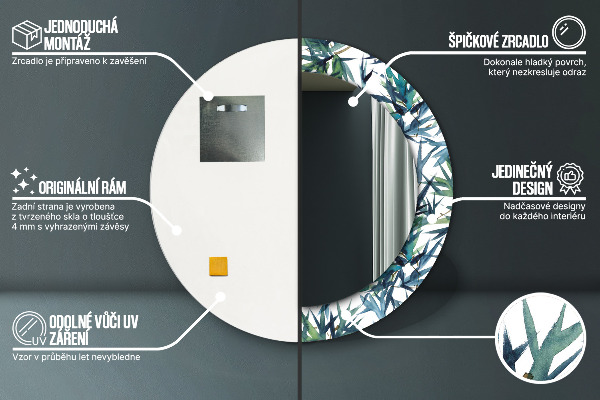 Miroir rond imprimé Palmiers bleus