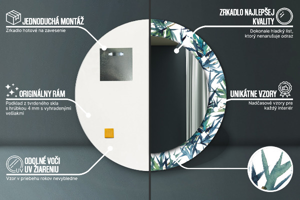 Miroir rond imprimé Palmiers bleus