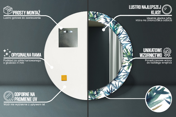 Miroir rond imprimé Palmiers bleus