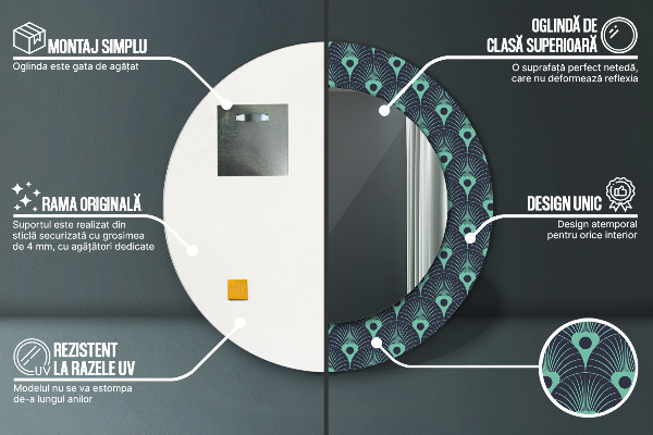 Miroir rond imprimé Motif floral