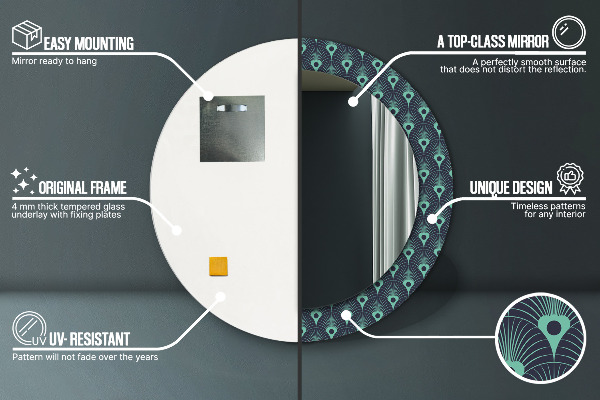 Miroir rond imprimé Motif floral