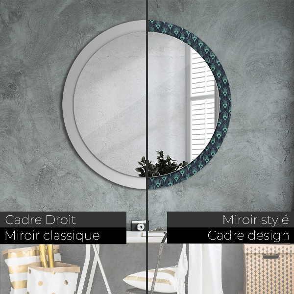 Miroir rond imprimé Motif floral