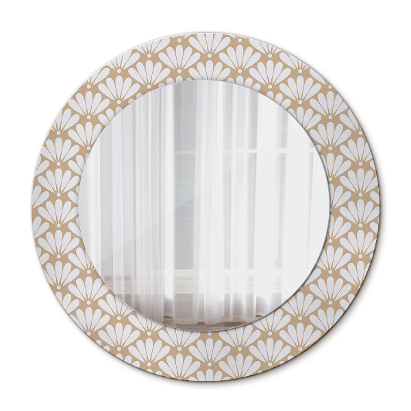 Miroir rond imprimé Fleur orientale