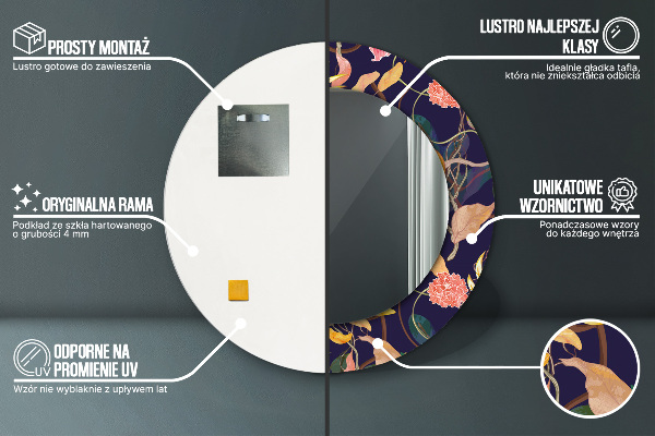 Miroir rond imprimé Plantes aquarelles