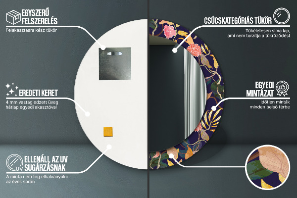 Miroir rond imprimé Plantes aquarelles