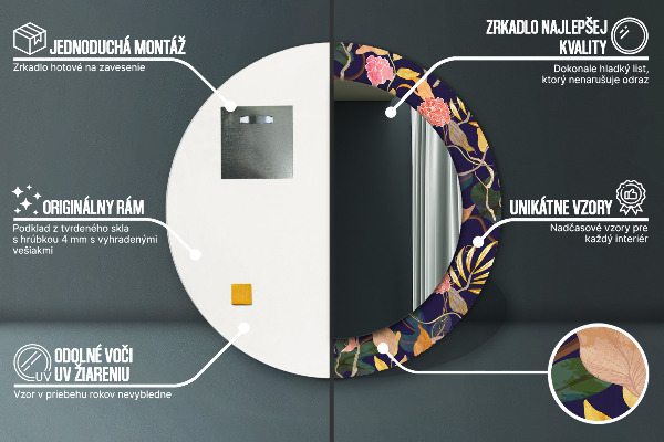 Miroir rond imprimé Plantes aquarelles