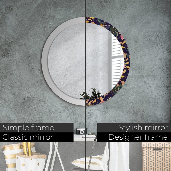Miroir rond imprimé Plantes aquarelles