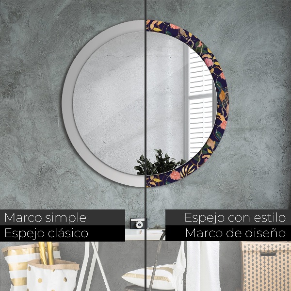 Miroir rond imprimé Plantes aquarelles