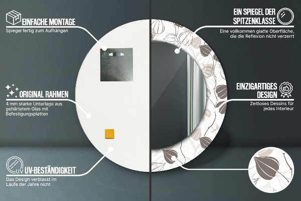 Miroir rond imprimé Résumé floral