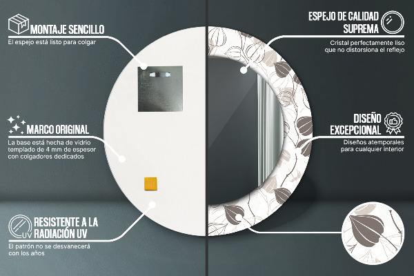 Miroir rond imprimé Résumé floral