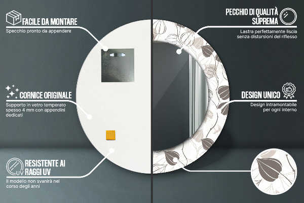 Miroir rond imprimé Résumé floral