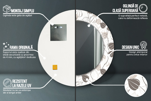Miroir rond imprimé Résumé floral