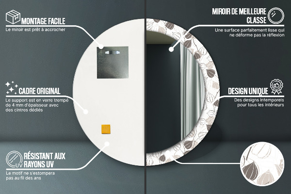 Miroir rond imprimé Résumé floral