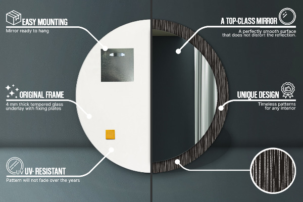 Miroir rond avec décoration Abstrait métallique