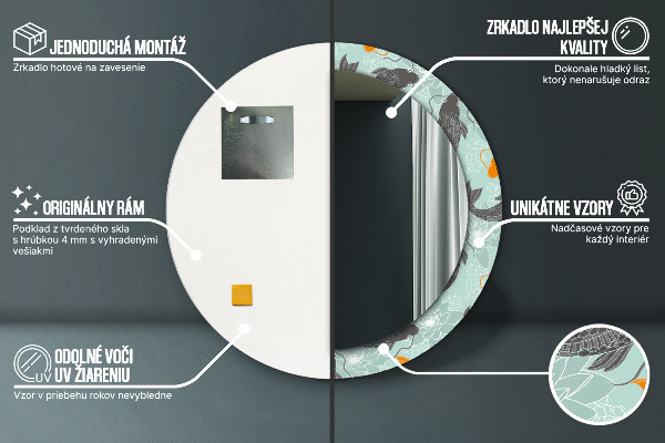 Miroir rond avec décoration Carpe chinoise