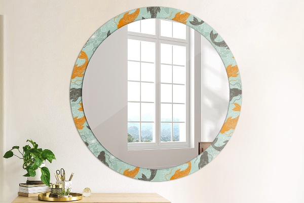 Miroir rond avec décoration Carpe chinoise