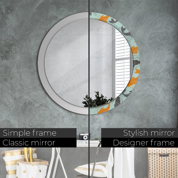 Miroir rond avec décoration Carpe chinoise