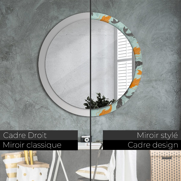 Miroir rond avec décoration Carpe chinoise