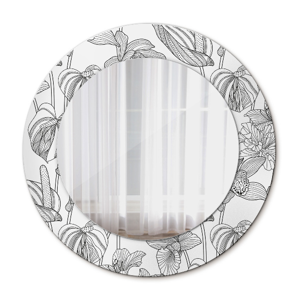 Miroir rond avec décoration Motif floral
