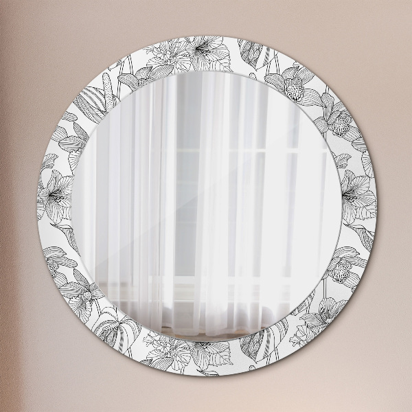 Miroir rond avec décoration Motif floral