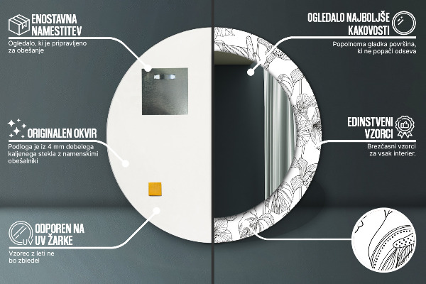 Miroir rond avec décoration Motif floral