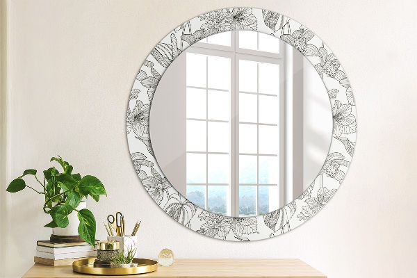 Miroir rond avec décoration Motif floral