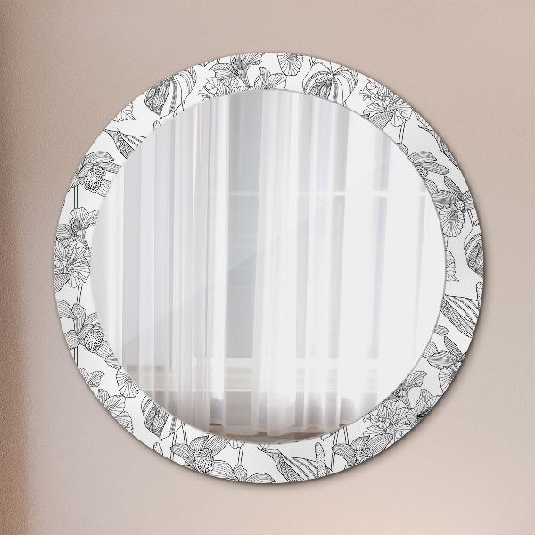 Miroir rond avec décoration Motif floral