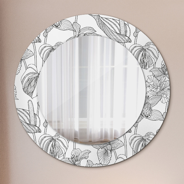 Miroir rond avec décoration Motif floral