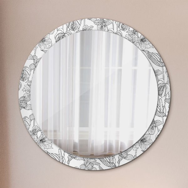 Miroir rond avec décoration Motif floral