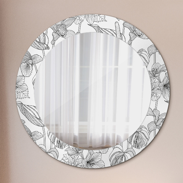 Miroir rond avec décoration Motif floral
