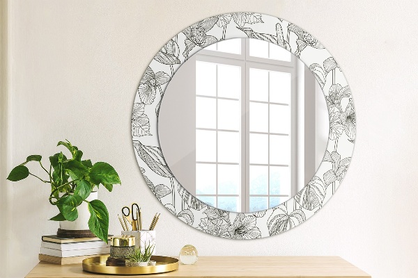 Miroir rond avec décoration Motif floral