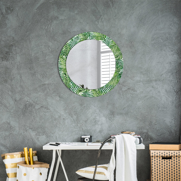 Miroir rond avec décoration Paume tropicale
