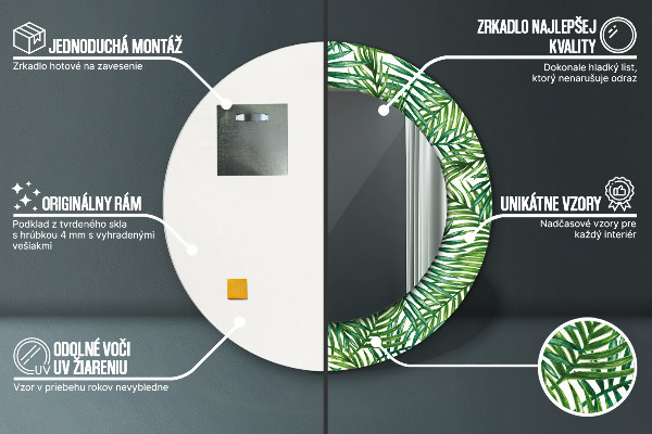 Miroir rond avec décoration Paume tropicale