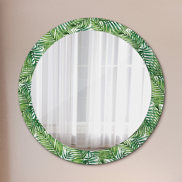 Miroir rond avec décoration Paume tropicale