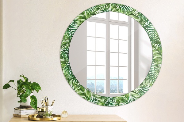 Miroir rond avec décoration Paume tropicale