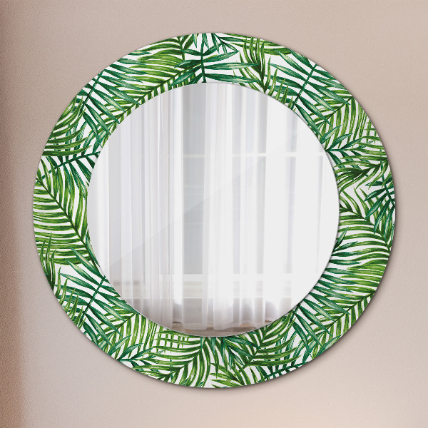 Miroir rond avec décoration Paume tropicale