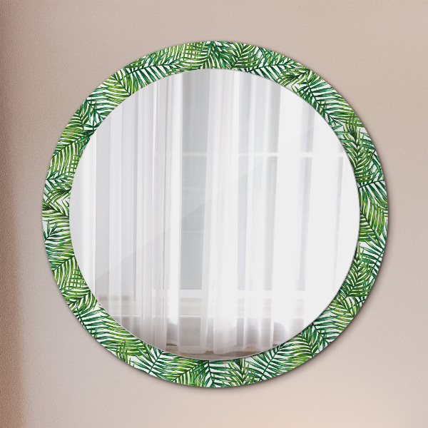 Miroir rond avec décoration Paume tropicale