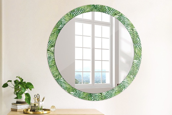 Miroir rond avec décoration Paume tropicale