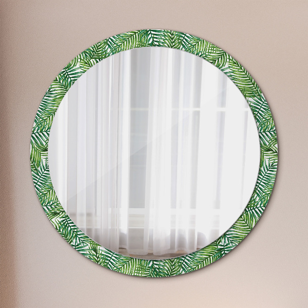 Miroir rond avec décoration Paume tropicale