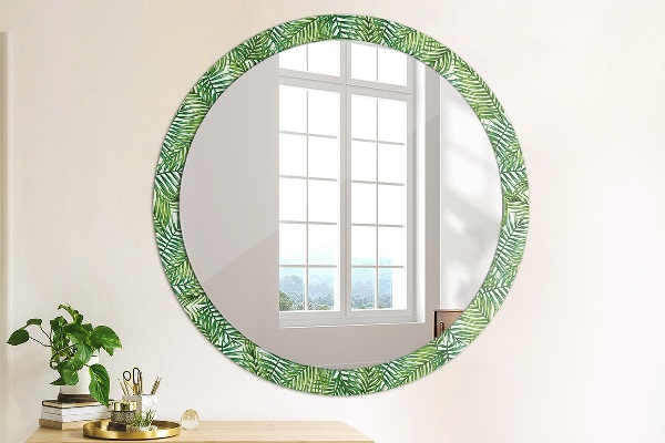 Miroir rond avec décoration Paume tropicale