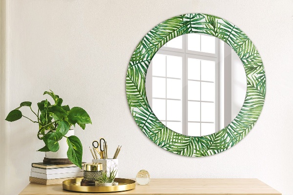 Miroir rond avec décoration Paume tropicale