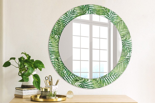 Miroir rond avec décoration Paume tropicale