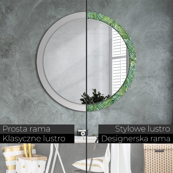 Miroir rond avec décoration Paume tropicale