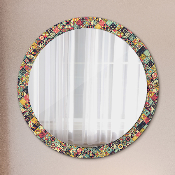 Miroir rond avec décoration Ethnique floral