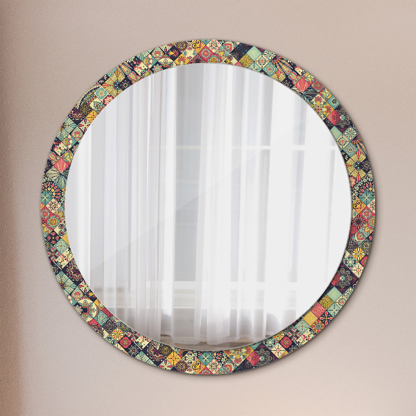 Miroir rond avec décoration Ethnique floral