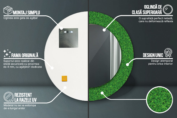 Miroir rond avec décoration L'herbe verte