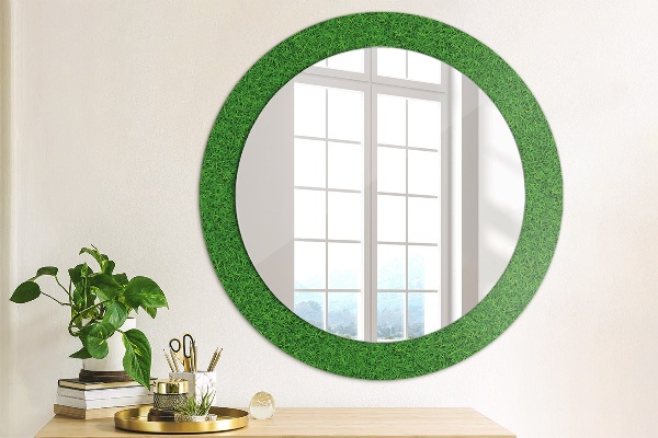Miroir rond avec décoration L'herbe verte