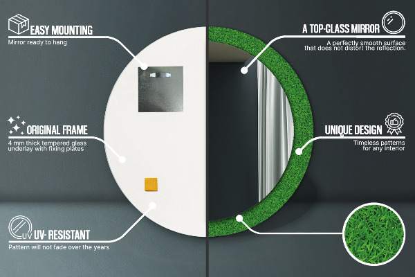 Miroir rond avec décoration L'herbe verte
