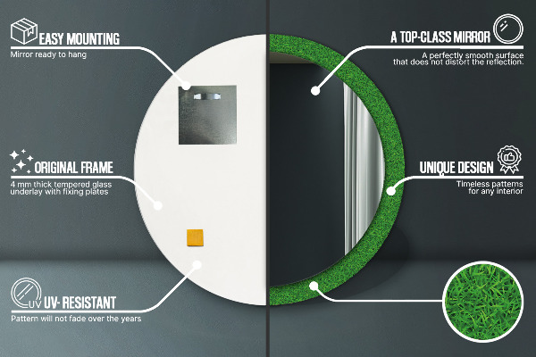 Miroir rond avec décoration L'herbe verte