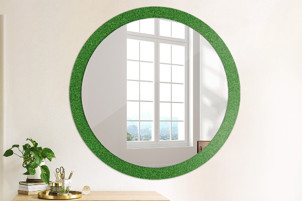Miroir rond avec décoration L'herbe verte